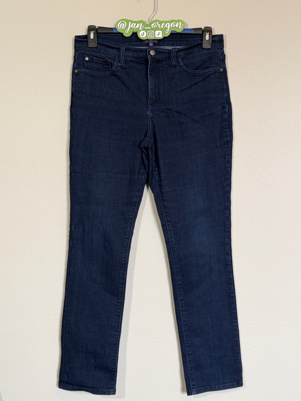 NYDJ Dark Indigo Denim, Straight Leg, size 12 (inseam: 31 inches)